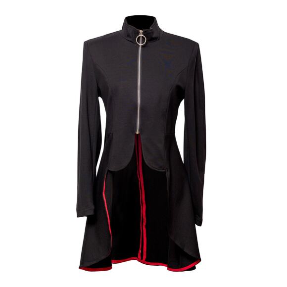 Patrizia Luca Women's High Low Front Zipper Black Tailcoat Jacket Size XS NWT - Picture 1 of 4